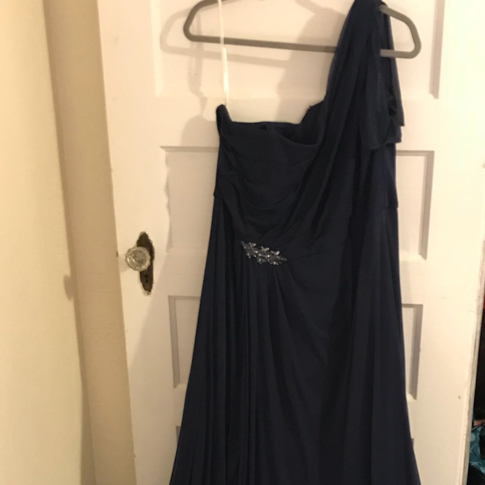 Floor length one shoulder gown